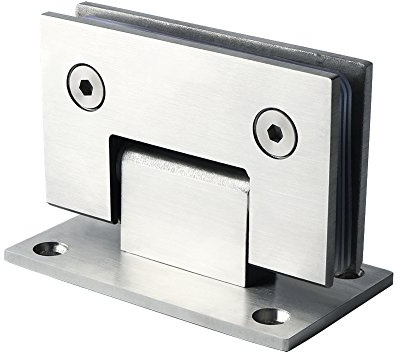 Sayayo Cerniere per Porte in Vetro, 90 Gradi Cerniera Vetro Doccia Supporto Morsetto in Acciaio Inox Argento Spessore 4 mm, Bagno Porta Doccia Morsetti, per Spessore 8-12 mm