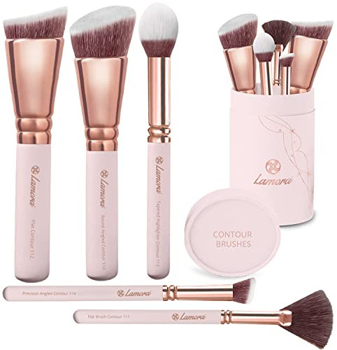 Set Pinceaux Maquillage Teint Contouring Poudre Rouge - Kit Sculptant Pour Visage - Parfait Pour le Mélange Liquide, Crème ou Poudre Cosmétique Sans Défaut - Polissage, Pointillé.
