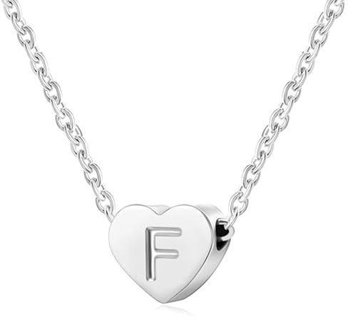 Halsband med initial/bokstav för kvinnor, personligt choker-halsband i silver med en liten initial eller bokstav, kärlek, hjärta, för flickor, Rostfritt stål