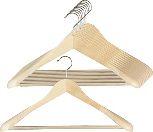 MAWA 10 Stück Formbügel mit Schulterverbreiterung Capitano RFS, Hemden, Blusen, Jacketts, Umweltfreundlich, FSC® Zertifiziert, Buche, 360° Drehbar, 45 cm, Natur