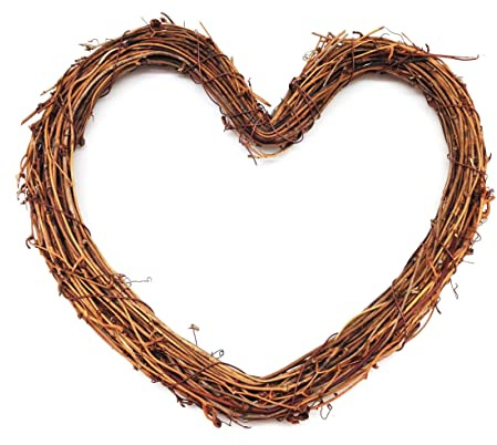 KARMELLING 1 PC Natural Grapevine Heart Wreath|Easter Home Decor | Natural Rattan Wreath | Wedding Wreath, 10 Inch