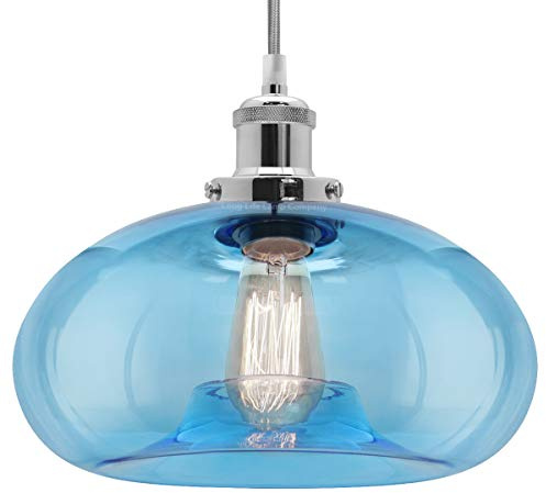 Modern Glass Dome Pendant Light Shade Blue Transparent Chrome Vintage Industrial Ceiling Lamp Holder M0 237