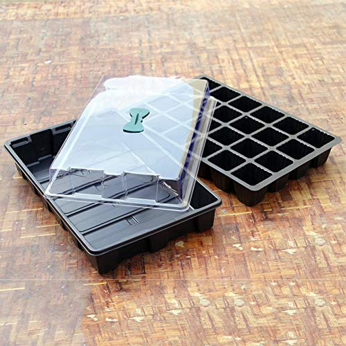 YGLONG Pflanzen Tasche Pflanzensamen Keimungsschale Kindergarten Töpfe Pflanzer Blumentopf mit Deckeln Hydroponic Grow Box Sämlingsablage mit Entlüftungsloch (Color : Black)