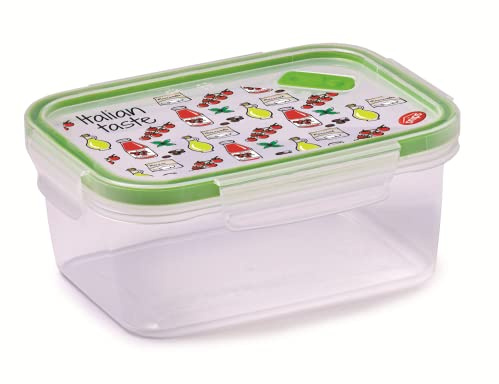 Snips Snipslock Food Keeper Rettangolare 0,80 LT con Decoro Italian Taste BPA Free, Made in Italy, Verde