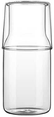 WYSRJ Juego de jarras de agua para mesilla de noche de 400 ml con vaso de vidrio, botella de enjuague bucal con tapa de taza, jarra de agua de noche para dormitorio
