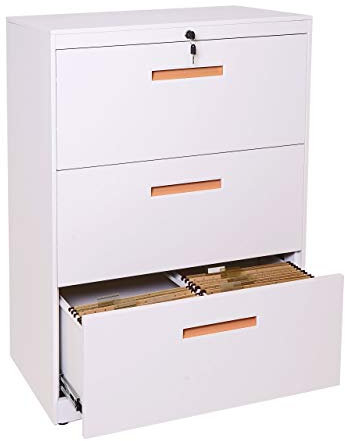 Mendler Hängeregisterschrank HWC-A10AM, Aktenschrank Büroschrank Stahlschrank, A4 abschließbar - 103x76x46cm weiß