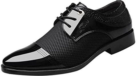 Yowablo Lederschuhe im klassischen Stil für Herren zum Hineinschlüpfen aus PU-Leder mit niedriger Gummisohle und Blockabsatz Schuhe Jack Herren