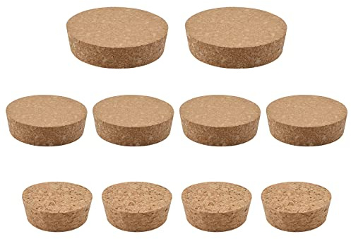 INCREWAY 10 Stück 3 Größen konische Korkstopfen aus Holz für Wein, breite Öffnung, Korken, natürliche weiche Holzkorken, Ersatzkorken für Wein, Bier, Flaschen