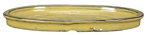 Geosism & Nature Sottovaso per bonsai ovale in gres smaltato giallo senape 28x20,5x2 cm - GA14S