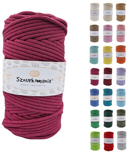 Geflochtene Baumwollkordel 5mm 100m, 46 Farben, Häkelkordel, Makramee Kordel, Premium Garn, Seil, Sznurkomania (Bischofs)