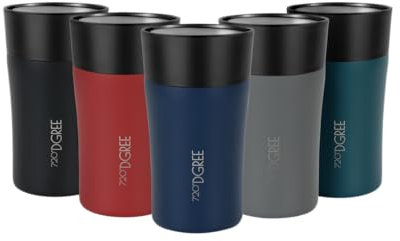 720°DGREE Thermobecher 210ml “PleasureToGo 2.0” - 3 Größen, 3h Heiß, 6h Kalt, Auslaufsicher, BPA-Frei, Hygienisch, 360° Trinköffnung - Travel Mug, Thermo Becher to Go: Schlank, Edel - Blau