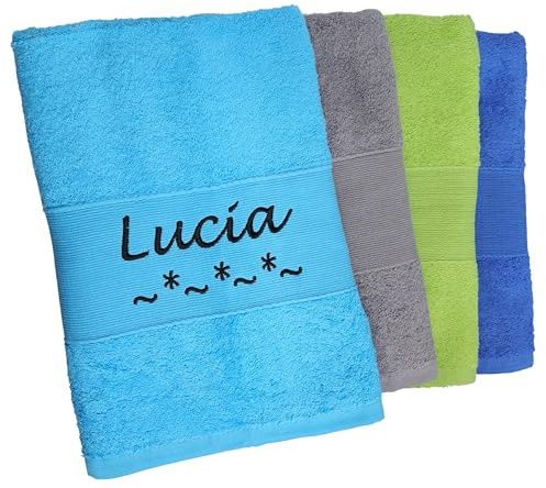 BotoHome Personalisiertes Handtuch Türkis 70x140 cm – Mit Namen Bestickt – 100% Baumwolle, Oeko-TEX Zertifiziert, weich & saugstark – Geschenkidee für jeden Anlass (Türkis, 70 x 140 cm)
