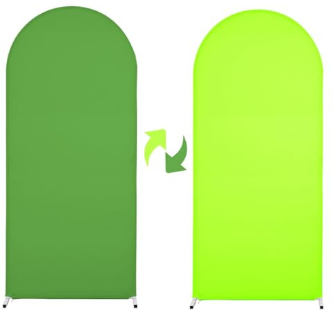 Mateju Copertura per Arco Nuziale, Stile Blocco Colore Copertura per Fondale Arco Copertura per Sfondo Arco Copertura Sfondo Arco Superiore Rotonda (180x80cm/5.9x2.6ft,Verde+Verde Fluorescente)