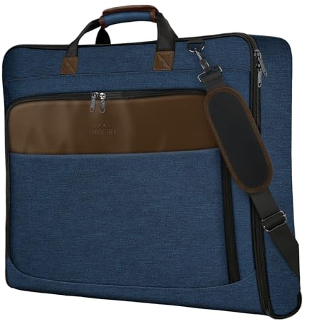 MATEIN Suit Carrier for Men, Travel Garment Bags with Strap for Business | Travel Suit Bag for Men Women, Waterproof Wrinkle Free Foldable Premium Garment Bag, Blue