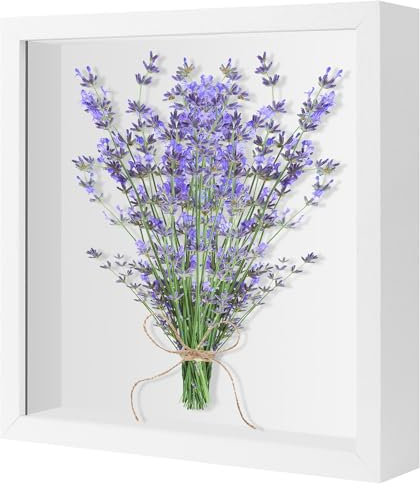 3D Shadow Box Frames, Box Frames for Crafts 3D 8x8inch, Wooden Deep Frame Display Box with Transparent Glass, Deep Box Frames for Photos, Artworks, Flowers, Memory Tickets(3cm Deep/White)