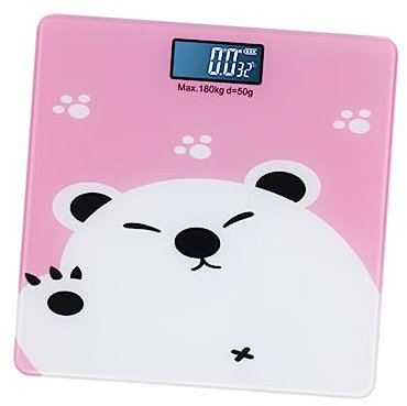 ORFOFE Haushaltswaage Für Mädchen Digitale Elektronische Babywaage Mit Cartoon-design Hohe Leicht Ablesbares Display Für Neugeborene Und Kleinkinder Pinker Bär Batterie