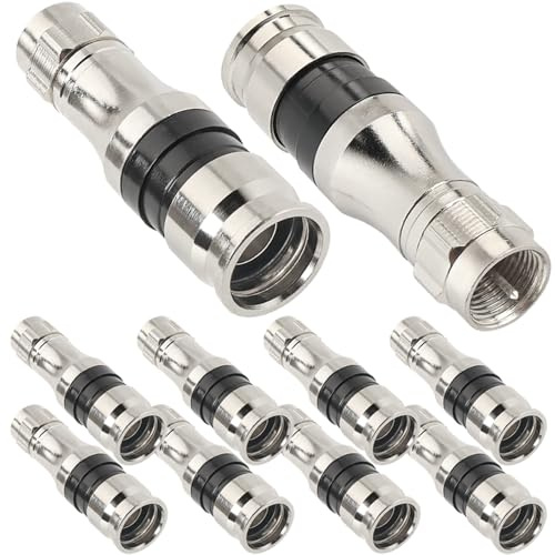 Xiatiaosann Conectores coaxiales de compresión de cable tipo F RG11, conectores de cable RG11 con junta tórica de sellado contra la intemperie (paquete de 10)