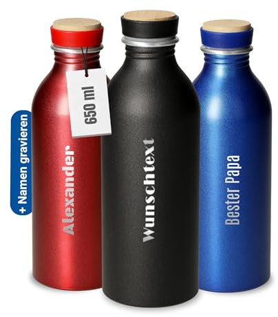 Personalisierte Trinkflasche Kohlensäure geeignet 650 ml auslaufsicher | lebensmittelecht, Sport, Schule, Arbeit, Outdoor, Fitness, langlebig, praktisch