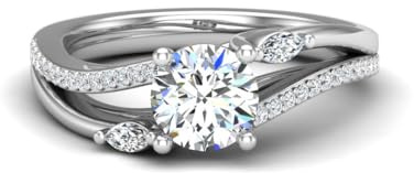 Molioaki Rundschliff Verlobungsring Damen 925 Sterling Silber/9K/14K/18K Gold Eheringe Frauen Ringe 1.18-3.18 ct 5A Zirkonia/Moissanit/Laborgezüchteter Diamant Personalisierte Individuelle Gravur Ring