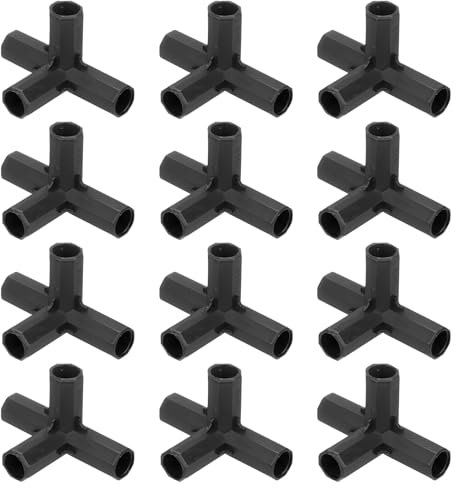M METERXITY 4 Pz 11mm Connettori per Costruzione Telaio Serra, Raccordo a 4 Vie Angolo Retto per Pergola ultraviolettoa/Tendalino Sole/Pali per Piante Giardino, Accessori per Serra [Nero]
