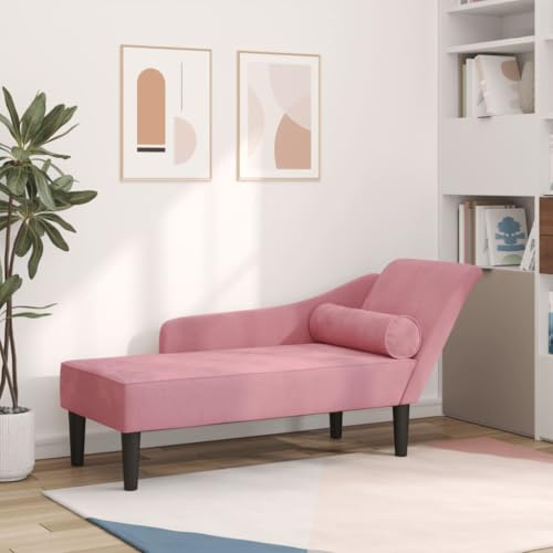 Xichuzi Chaiselongue mit Kissen Rosa Samt, Relaxliege Wohnzimmer, Relaxsessel, Lesesessel, Ruhesessel, Bettsofa - 4007591
