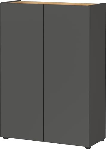 Germania Schuhschrank 1590-549 GW-Alviano, in Graphit/Navarra-Eiche-Nb., mit Platz für bis zu 12 Paar Schuhe, 74 x 105 x 33 cm (BxHxT)
