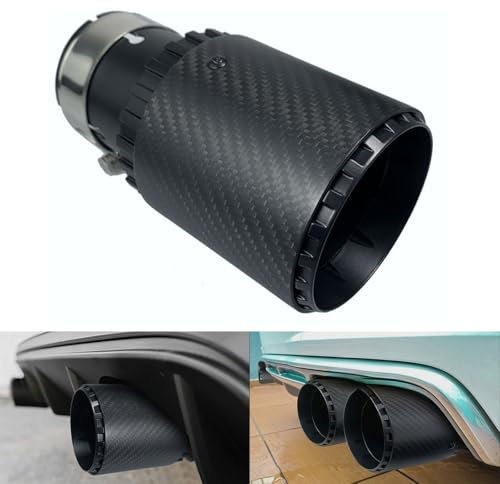 Krtopo Punta Del Silenciador Del Tubo De Escape Del Automóvil, Adecuada Para 2,5 Pulgadas (63 Mm) De Acero Inoxidable y Tubo Final De Fibra De Carbono Modificado Garganta(Recto Negro Mate)