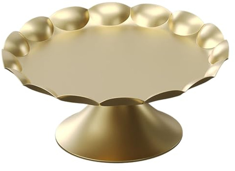 Lot de plateaux à gâteaux ronds vintage en métal doré avec assiette à dessert | Assiettes pour servir des biscuits, décoration de table, tour Exhibi