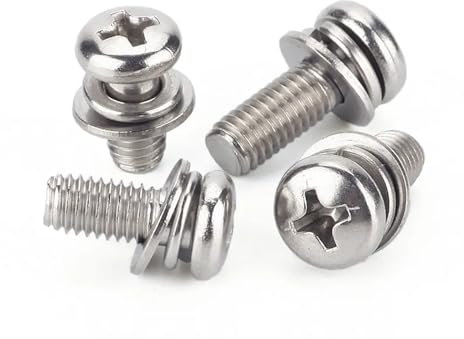 10-50 pz M1.6 M2 M2.5 M3 M4 M5 M6 M8 304 In Acciaio Inox Croce Rotonda Pan Testa Vite Rondella Piatta guarnizione a molla Assemblare Bullone(10mm,10pcs M6)