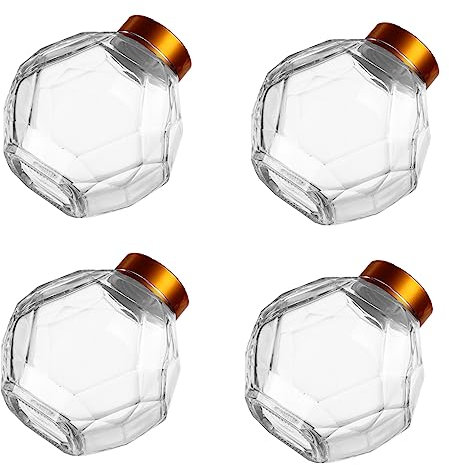 Gallonen-Glasgefäß zur Aufbewahrung in der Küche und zur Organisation der Waschküche. Bienenhonigglas, Honigflasche aus Glas, Honigglas for die Küche, 500 g, Dosendeckel, gut sichtbares Spiraldesign,