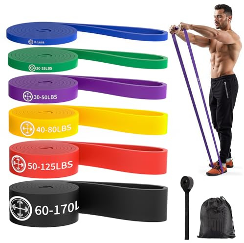 Resistance Bands (6 Set (Bleu+Vert+Violet+Jaune+Orange+Noir))