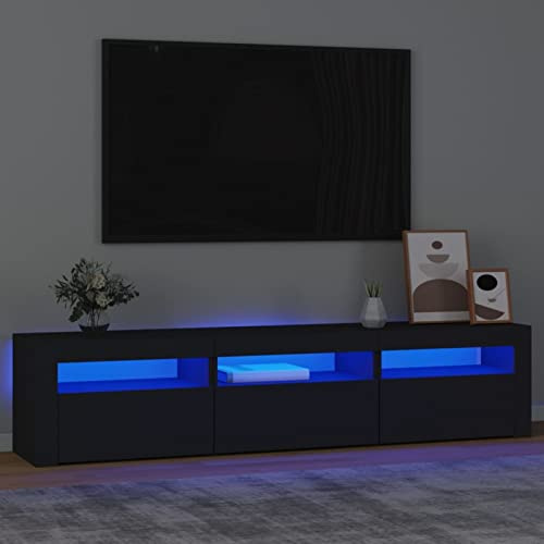 Homgoday Mobile Porta TV con Luci LED Nero 180x35x40 cm, Arredo Mobile Porta TV Mobiletto Basso per TV per Tavolino da Salotto Industriale Supporto TV Soggiorno