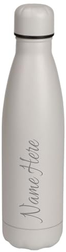 Personalised Engraved 500ml Insulated Water Bottle with Any Name Hot or Cold Drinks Selection of Colours (Silver/Grey)
