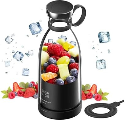 Mélangeur de jus portable rechargeable sans fil 350 ml USB Mini Extracteurs de fruits Nourriture Milkshake Jus Maker (Noir)
