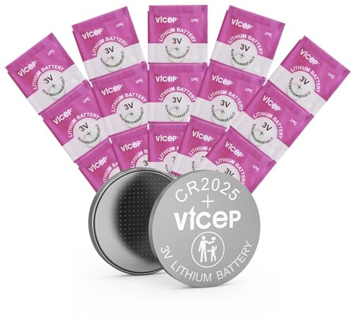 ViCep 15 Stück CR2025 Batterie CR 2025 Knopfzelle 3V Lithium | Ersatz für Fernbedienungen, Autoschlüsselanhänger, Alarmanlage, Uhren und Küchenwaagen, einzeln verpackt