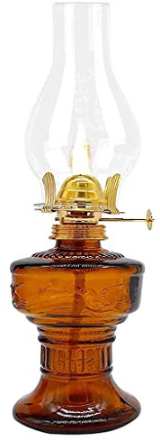 VDCVADKYE Öllampen für Innenräume, Glas Hurricane Petroleum Öllampe mit 4-Klauenkopf for Notbeleuchtung Camping Multicolor(Brown)