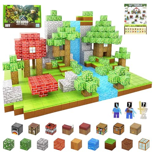 ShifenHong Set di mattoncini magnetici, 100 pezzi, mini figure da 3 pixel, set di mattoncini magnetici, giocattolo con sensore menta, per bambini, regalo di compleanno per ragazzi e ragazze (3-6, 7, 8