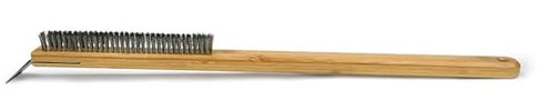 Professional Pizza Brush With Long Wooden Handle And Stone Scraper For Home Kitchens Restaurants And Outdoor Cooking Wood Handle Pizza Stone Brush