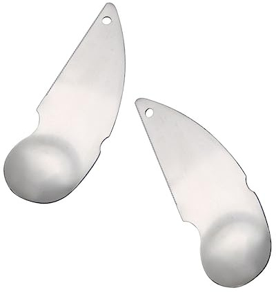 Mipcase Cucchiaio per Kiwi e Avocado in Acciaio Inossidabile, Pelapatate e Affettatrice Taglierina Seghettata, Set da 2 Pezzi per Estrarre Polpa e Sbucciare Frutta, Utensili Compatti