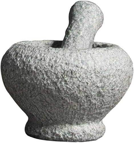 ZJFHEYUO Mortier et Pilon en Pierre Naturelle Non polie, pour broyer Les Herbes et Les épices