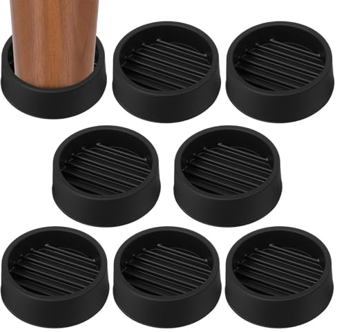 ElevateTech 8Pcs Furniture Caster Cups Round Rubber Anti-Sliding Furniture Pads Chair Leg Caps Bed Stopper Floor Protectors from Moving or Rolling (Black)
