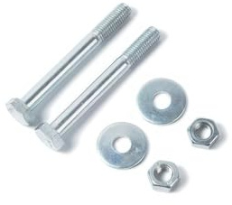 MEIN GARTEN VERSAND Durchgangsschrauben M10x130 mm verzinkt für H-Pfostenträger – 2er Set Sechskantbolzen inkl. Muttern & Unterlegscheiben zur Pfostenbefestigung 11x11/12x12 cm