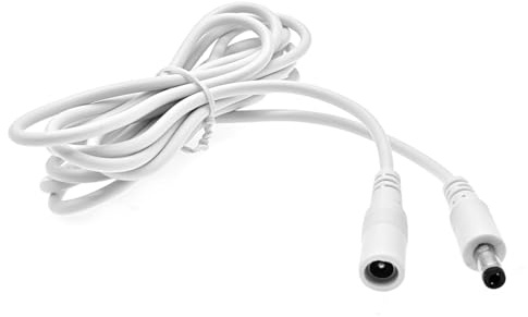 JZK 2M 5,5 x 2,1 mm 12 V DC-Verlängerungskabel, 5,5 mm x 2,1 mm Stecker auf Buchse Netzadapterkabel für Netzteil, Überwachungskamera, LED-Streifen, Router, CCTV-IP, weiß