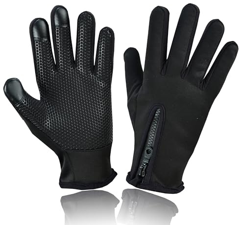 Swift Wear Winter Warm Gloves, Windproof Water-Resistant Thermal Gloves Anti-slip Touch Screen Cycling Gloves for Men Women Hiking Climbing Riding Bike Outdoor Sports (Black, L)