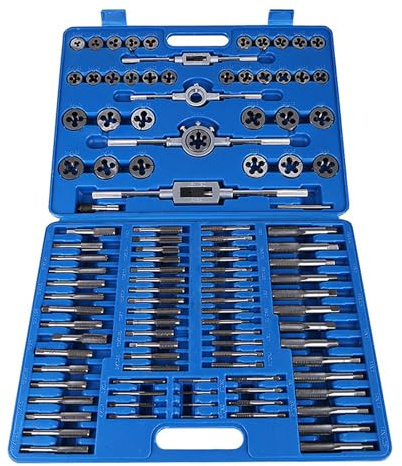 Set di maschi e filiere, 110 pezzi Filiere per maschi con filettatura metrica in acciaio al carbonio con chiavi regolabili per operazioni di maschiatura e filettatura manuale Kit