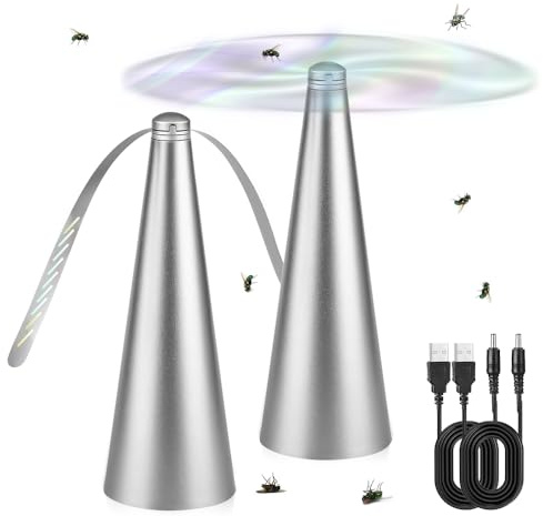 mizikuu 2 Pizzas Ventilador Repelente de Moscas, USB Ventilador Repelente de Mosquitos Portátil Ventiladores de Insectos Uso de Mesa y Suspendido para Picnic Barbacoa Evitar Moscas Contacto Alimentos
