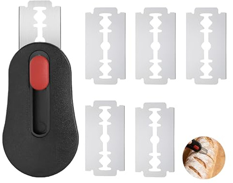 Lame Boulanger Grignette Pain avec 6 Lames de Rasoir Remplaçables, Magnétique Coupe Pate Boulangerie Professionnel en Acier Inoxydable Accessoire Cuisine pour Scarification Pâte à Pizza Baguette