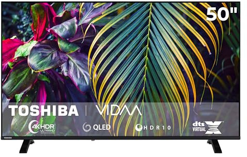 Toshiba 50QV1563DDW QLED Fernseher 50 Zoll VIDAA Smart TV 4K UHD Auflösung | Dolby Vision HDR |2x HDMI | 1x USB | Bluetooth | Sprachsteuerung | Dolby Audio | Triple-Tuner DVB-C/-S2/-T2 | Modelljahr 2026