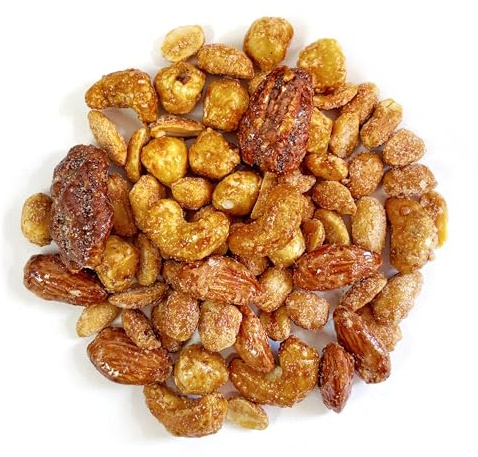 Nuts Pick Honey and Caramelised Nuts Mix 1kg, Caramelised Cashews Honey Hazelnuts Peanuts Almonds Pecans, Premium Resealable Pouch