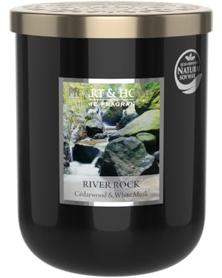 HEART & HOME - Candela profumata a base di cera naturale di soia per la casa - Grande vaso d'acqua viva e sottobosco - Durata di combustione 75 ore - Regalo, decorazione e profumo per la casa